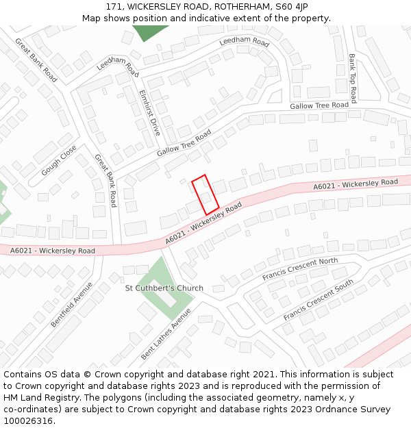 171, WICKERSLEY ROAD, ROTHERHAM, S60 4JP: Location map and indicative extent of plot