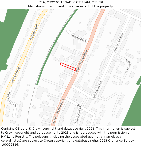 171A, CROYDON ROAD, CATERHAM, CR3 6PH: Location map and indicative extent of plot