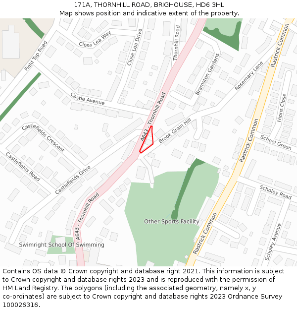 171A, THORNHILL ROAD, BRIGHOUSE, HD6 3HL: Location map and indicative extent of plot