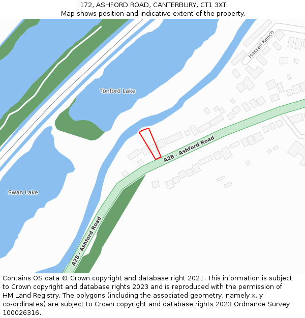 172, ASHFORD ROAD, CANTERBURY, CT1 3XT: Location map and indicative extent of plot