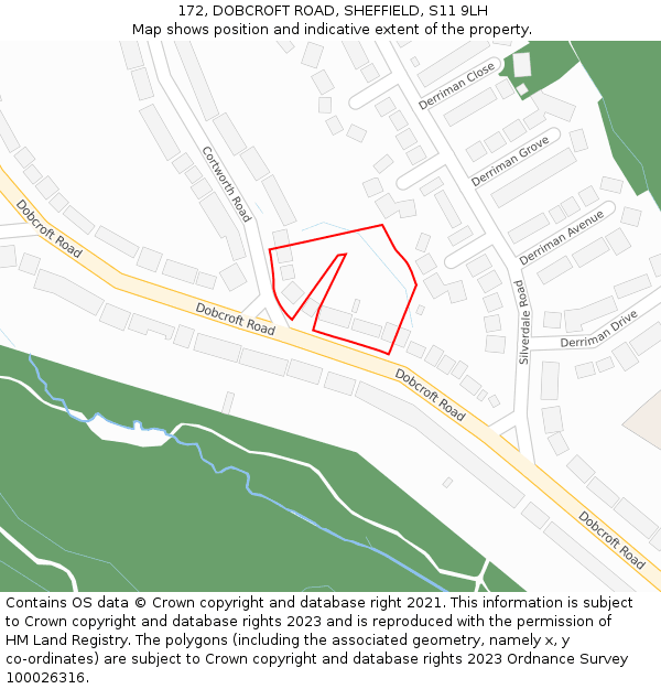 172, DOBCROFT ROAD, SHEFFIELD, S11 9LH: Location map and indicative extent of plot
