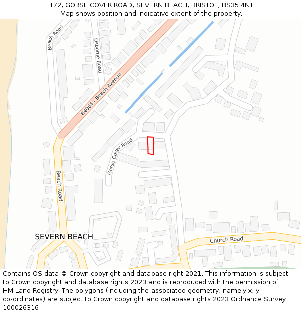 172, GORSE COVER ROAD, SEVERN BEACH, BRISTOL, BS35 4NT: Location map and indicative extent of plot