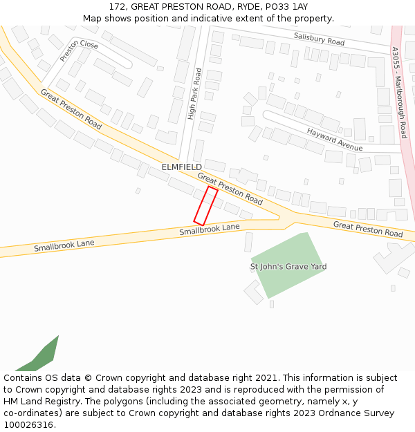 172, GREAT PRESTON ROAD, RYDE, PO33 1AY: Location map and indicative extent of plot