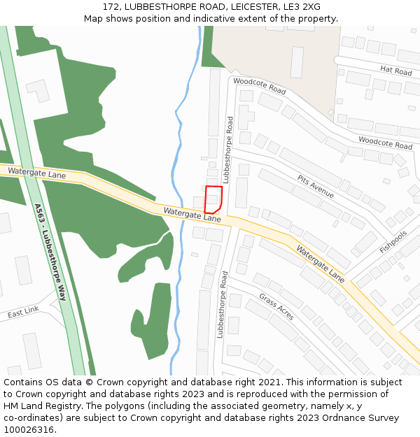 172, LUBBESTHORPE ROAD, LEICESTER, LE3 2XG: Location map and indicative extent of plot