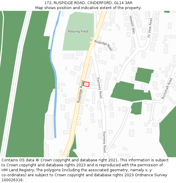 172, RUSPIDGE ROAD, CINDERFORD, GL14 3AR: Location map and indicative extent of plot