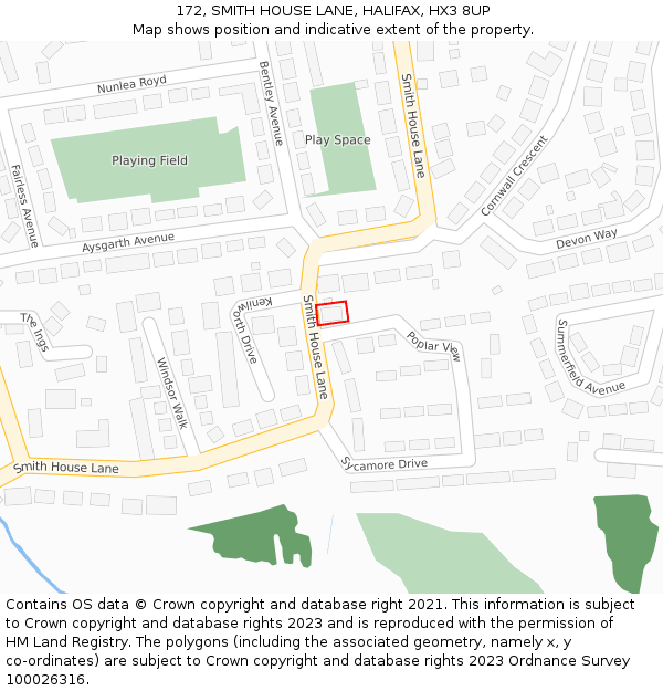 172, SMITH HOUSE LANE, HALIFAX, HX3 8UP: Location map and indicative extent of plot