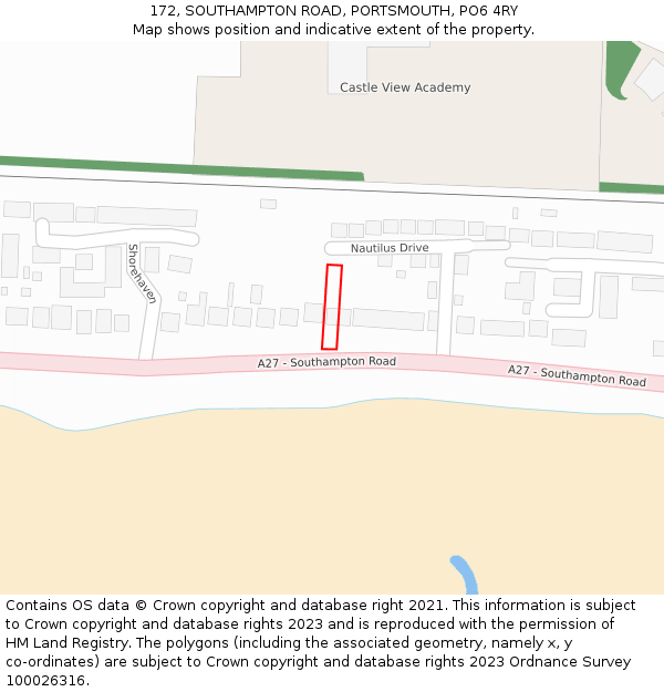 172, SOUTHAMPTON ROAD, PORTSMOUTH, PO6 4RY: Location map and indicative extent of plot