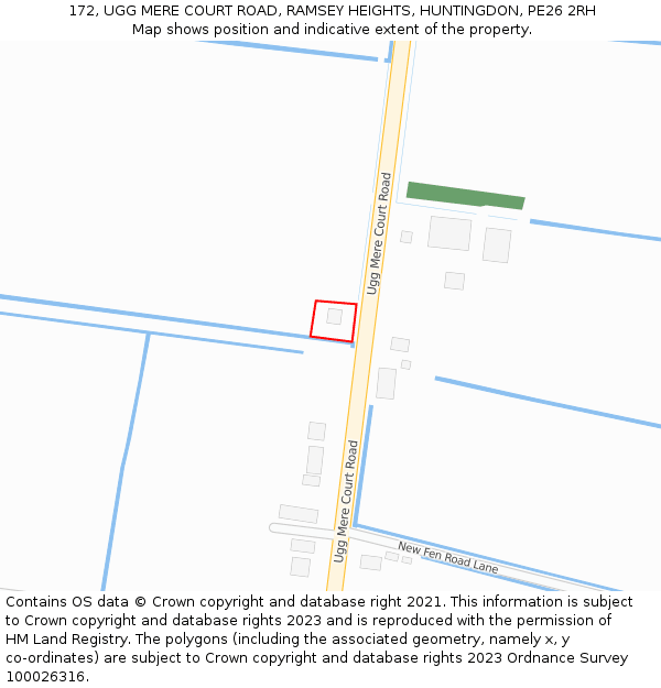 172, UGG MERE COURT ROAD, RAMSEY HEIGHTS, HUNTINGDON, PE26 2RH: Location map and indicative extent of plot
