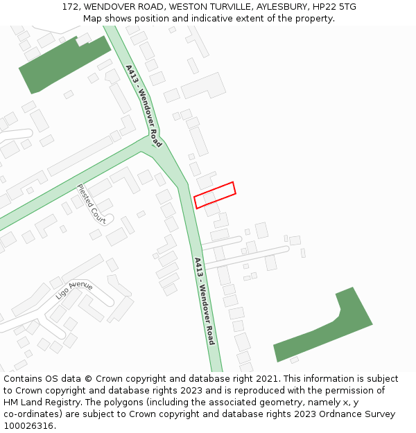 172, WENDOVER ROAD, WESTON TURVILLE, AYLESBURY, HP22 5TG: Location map and indicative extent of plot