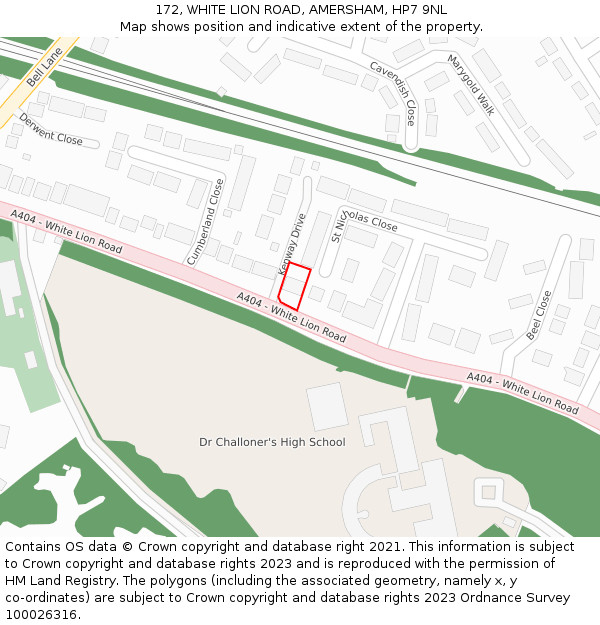 172, WHITE LION ROAD, AMERSHAM, HP7 9NL: Location map and indicative extent of plot