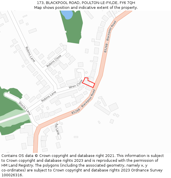 173, BLACKPOOL ROAD, POULTON-LE-FYLDE, FY6 7QH: Location map and indicative extent of plot