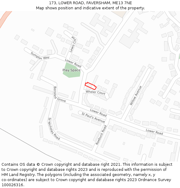 173, LOWER ROAD, FAVERSHAM, ME13 7NE: Location map and indicative extent of plot