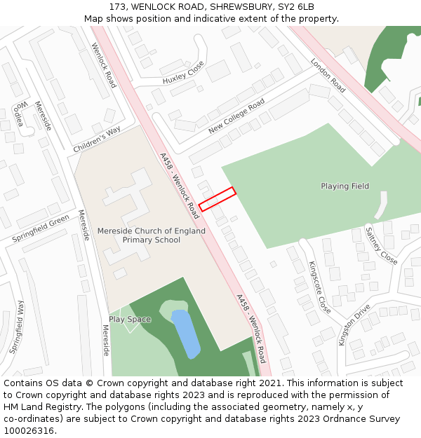 173, WENLOCK ROAD, SHREWSBURY, SY2 6LB: Location map and indicative extent of plot