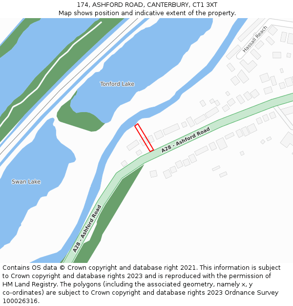 174, ASHFORD ROAD, CANTERBURY, CT1 3XT: Location map and indicative extent of plot