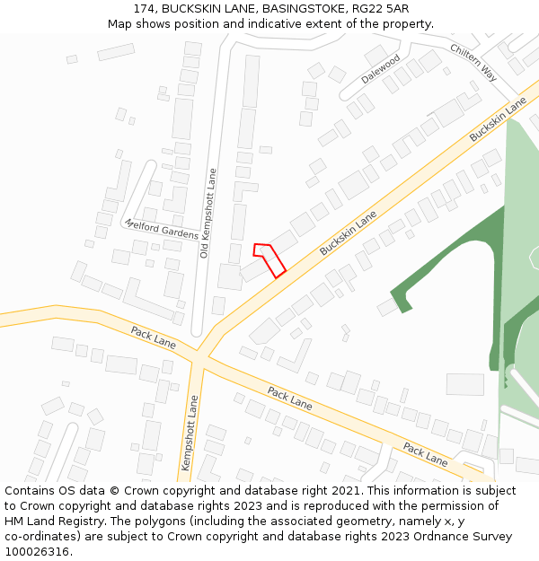 174, BUCKSKIN LANE, BASINGSTOKE, RG22 5AR: Location map and indicative extent of plot