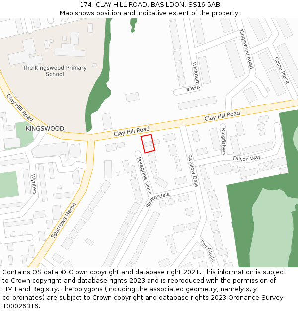 174, CLAY HILL ROAD, BASILDON, SS16 5AB: Location map and indicative extent of plot
