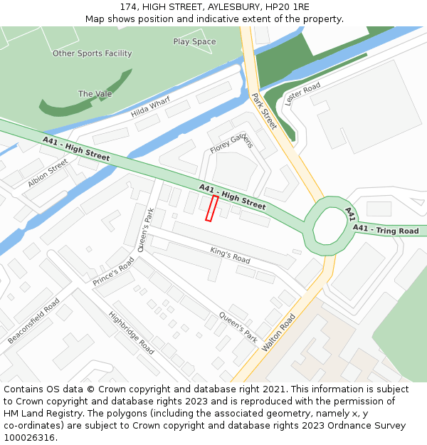 174, HIGH STREET, AYLESBURY, HP20 1RE: Location map and indicative extent of plot