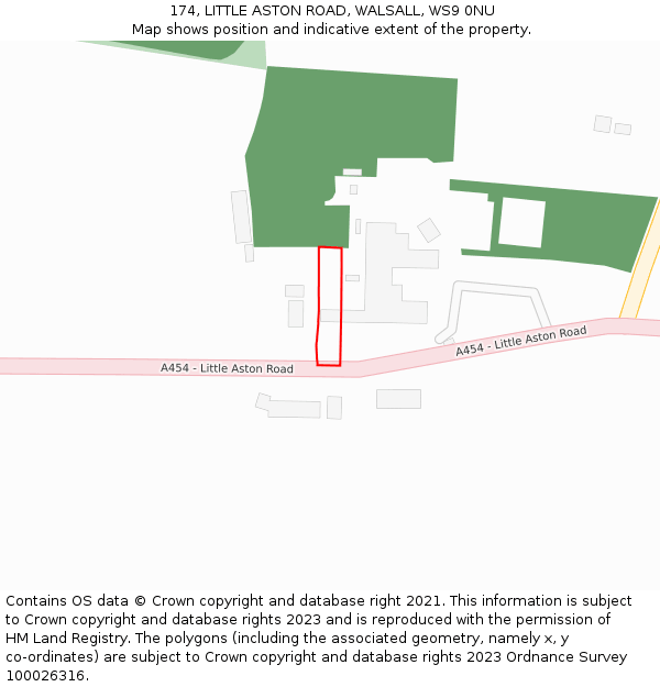 174, LITTLE ASTON ROAD, WALSALL, WS9 0NU: Location map and indicative extent of plot