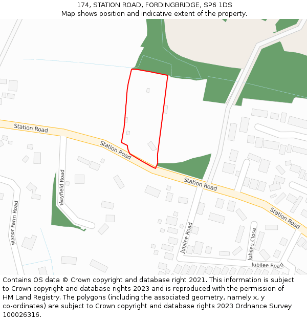 174, STATION ROAD, FORDINGBRIDGE, SP6 1DS: Location map and indicative extent of plot