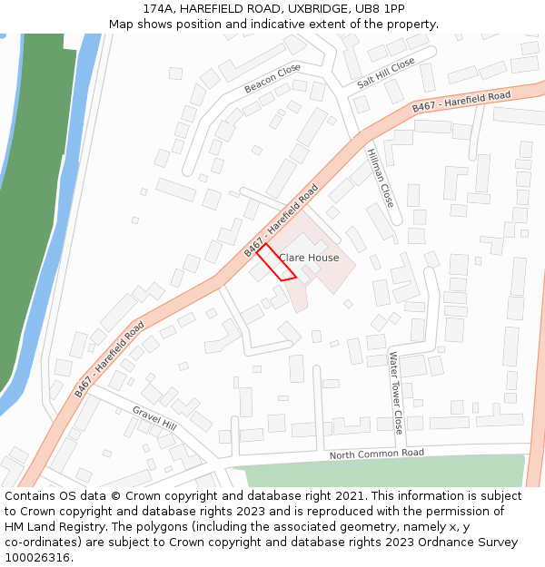 174A, HAREFIELD ROAD, UXBRIDGE, UB8 1PP: Location map and indicative extent of plot