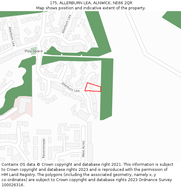 175, ALLERBURN LEA, ALNWICK, NE66 2QR: Location map and indicative extent of plot