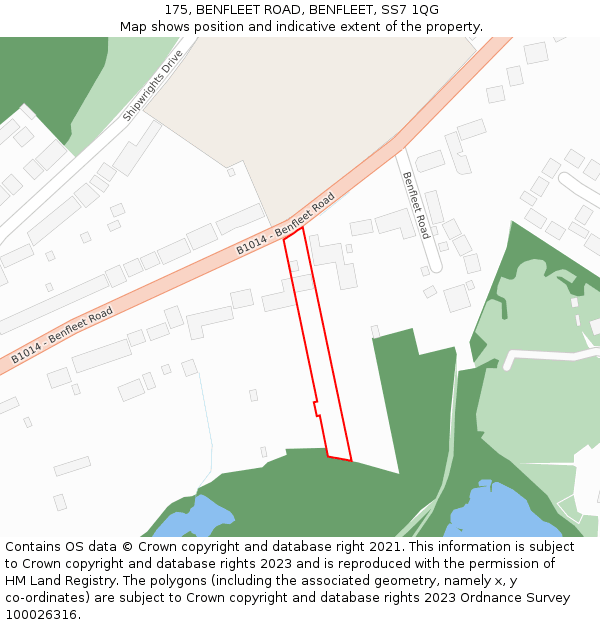 175, BENFLEET ROAD, BENFLEET, SS7 1QG: Location map and indicative extent of plot