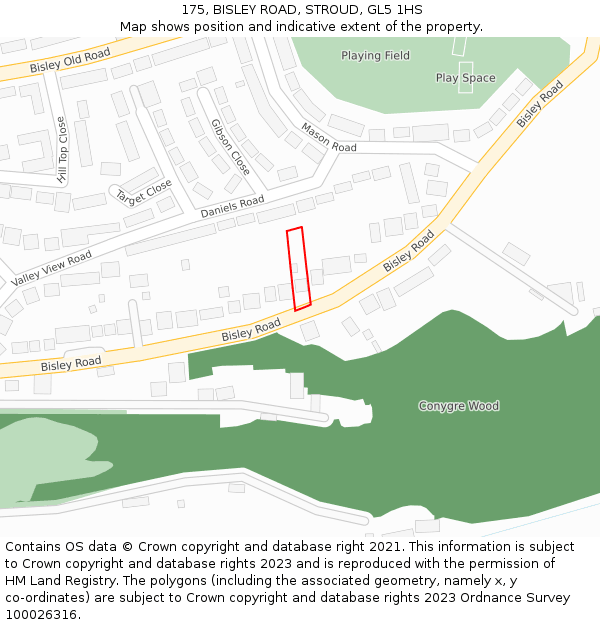 175, BISLEY ROAD, STROUD, GL5 1HS: Location map and indicative extent of plot