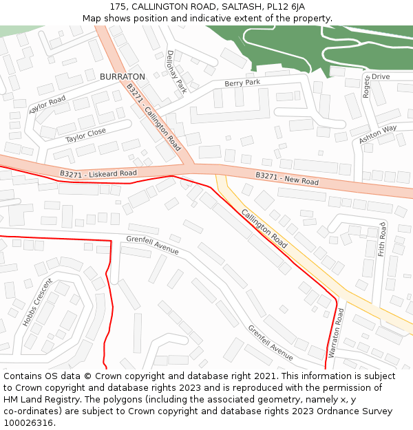 175, CALLINGTON ROAD, SALTASH, PL12 6JA: Location map and indicative extent of plot