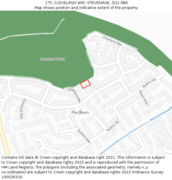 175, CLEVELAND WAY, STEVENAGE, SG1 6BX: Location map and indicative extent of plot