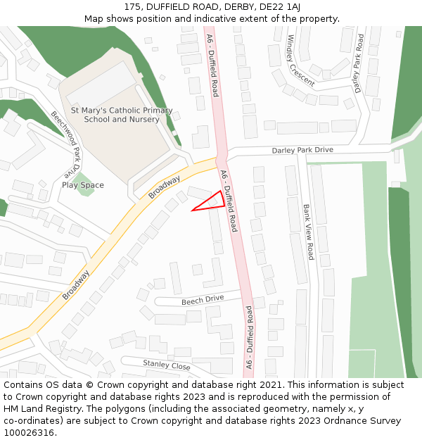 175, DUFFIELD ROAD, DERBY, DE22 1AJ: Location map and indicative extent of plot
