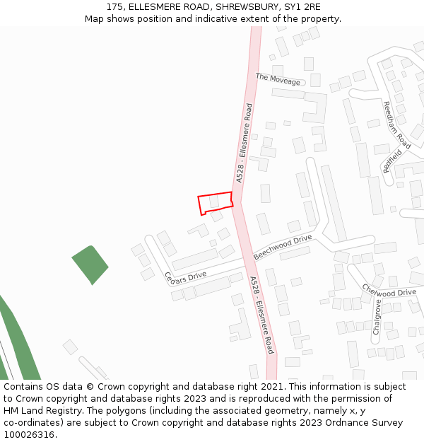 175, ELLESMERE ROAD, SHREWSBURY, SY1 2RE: Location map and indicative extent of plot