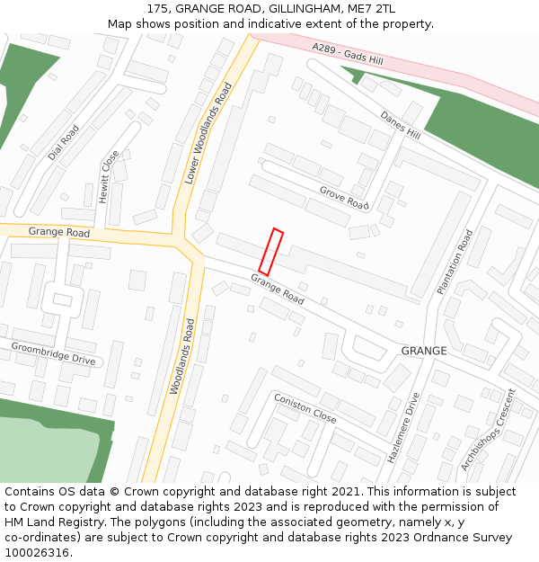 175, GRANGE ROAD, GILLINGHAM, ME7 2TL: Location map and indicative extent of plot