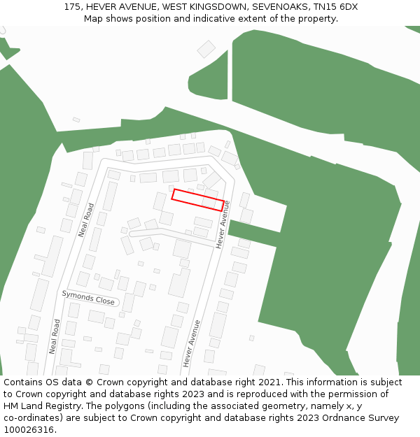 175, HEVER AVENUE, WEST KINGSDOWN, SEVENOAKS, TN15 6DX: Location map and indicative extent of plot