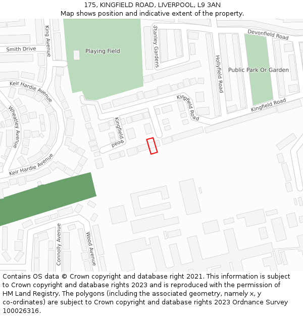 175, KINGFIELD ROAD, LIVERPOOL, L9 3AN: Location map and indicative extent of plot