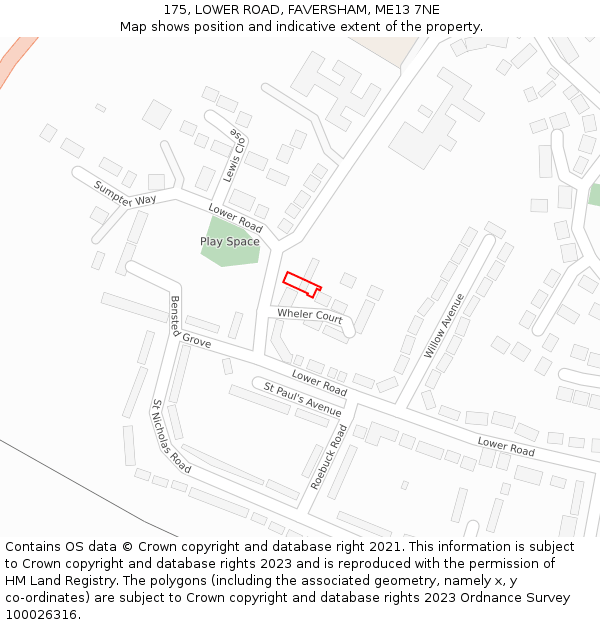 175, LOWER ROAD, FAVERSHAM, ME13 7NE: Location map and indicative extent of plot