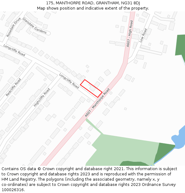 175, MANTHORPE ROAD, GRANTHAM, NG31 8DJ: Location map and indicative extent of plot