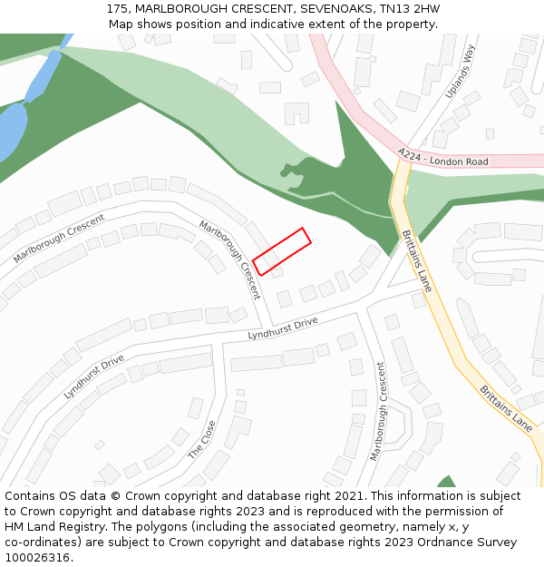 175, MARLBOROUGH CRESCENT, SEVENOAKS, TN13 2HW: Location map and indicative extent of plot