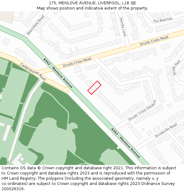 175, MENLOVE AVENUE, LIVERPOOL, L18 3JE: Location map and indicative extent of plot