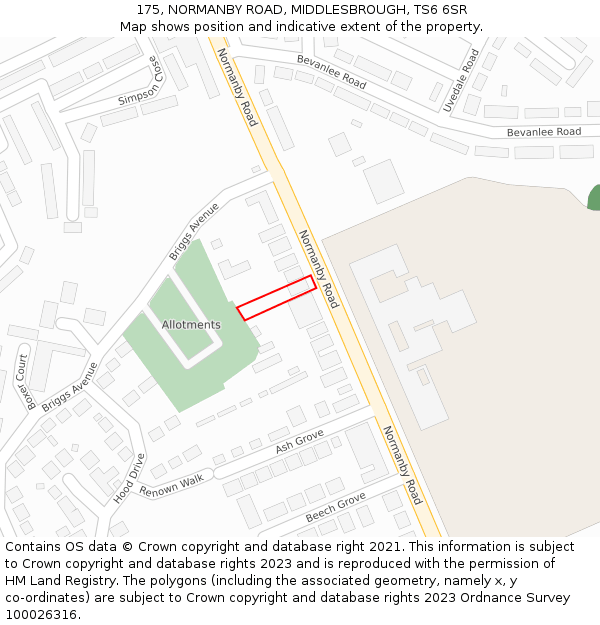 175, NORMANBY ROAD, MIDDLESBROUGH, TS6 6SR: Location map and indicative extent of plot