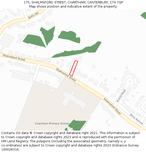 175, SHALMSFORD STREET, CHARTHAM, CANTERBURY, CT4 7QP: Location map and indicative extent of plot