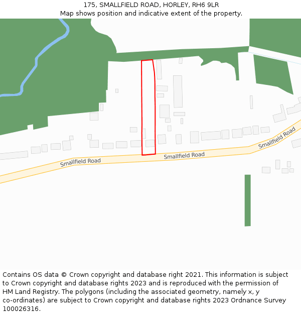 175, SMALLFIELD ROAD, HORLEY, RH6 9LR: Location map and indicative extent of plot