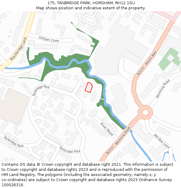 175, TANBRIDGE PARK, HORSHAM, RH12 1SU: Location map and indicative extent of plot