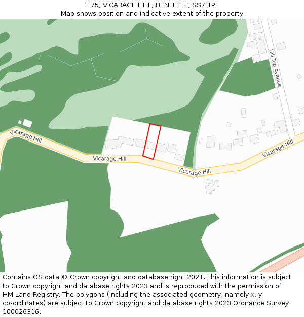 175, VICARAGE HILL, BENFLEET, SS7 1PF: Location map and indicative extent of plot