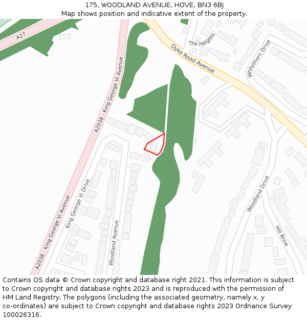 175, WOODLAND AVENUE, HOVE, BN3 6BJ: Location map and indicative extent of plot