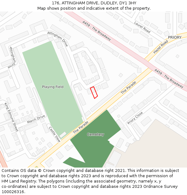 176, ATTINGHAM DRIVE, DUDLEY, DY1 3HY: Location map and indicative extent of plot