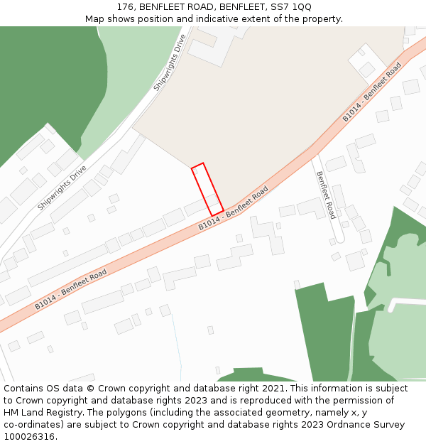 176, BENFLEET ROAD, BENFLEET, SS7 1QQ: Location map and indicative extent of plot