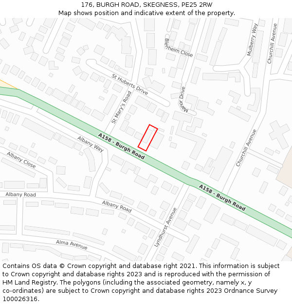 176, BURGH ROAD, SKEGNESS, PE25 2RW: Location map and indicative extent of plot