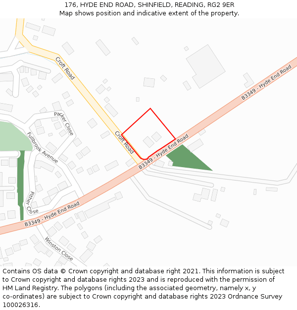 176, HYDE END ROAD, SHINFIELD, READING, RG2 9ER: Location map and indicative extent of plot