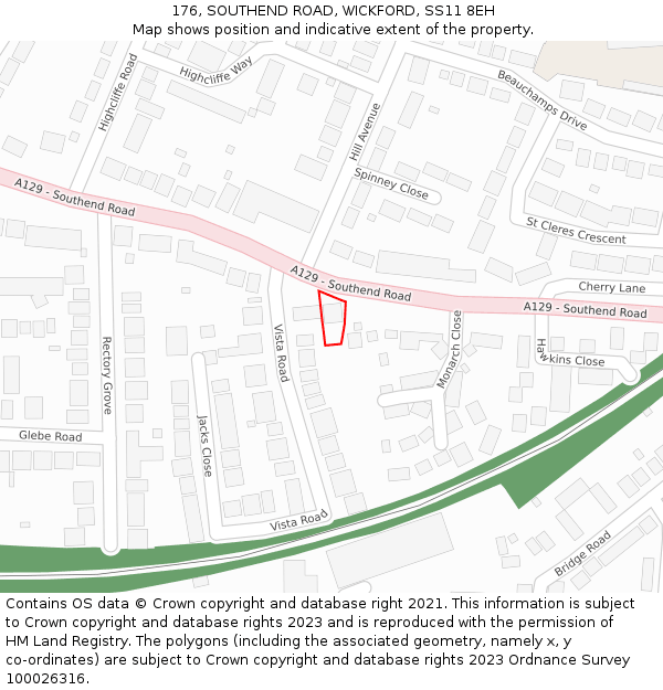176, SOUTHEND ROAD, WICKFORD, SS11 8EH: Location map and indicative extent of plot
