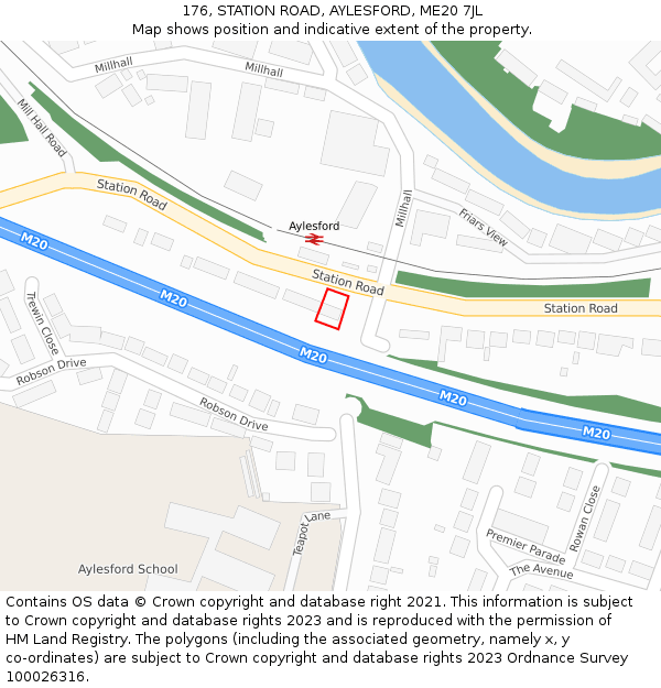 176, STATION ROAD, AYLESFORD, ME20 7JL: Location map and indicative extent of plot